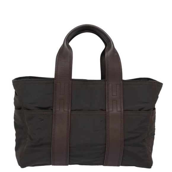 HERMES Acape Luco PM Hand Bag Nylon Brown Auth bs14944 - Picture 13 of 16